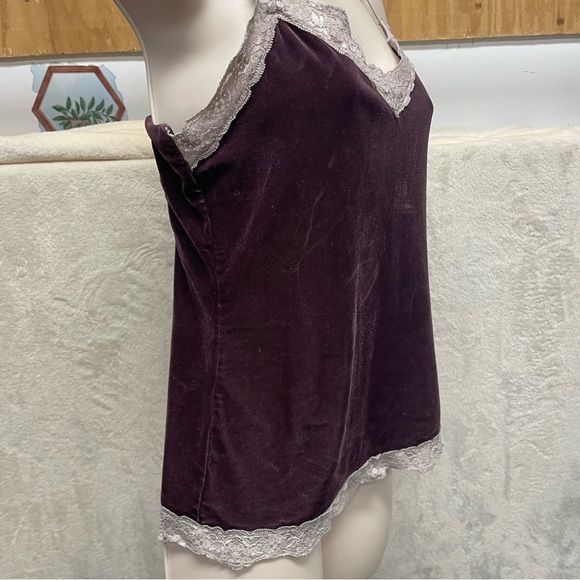 New York & co Y2K purple Velvet Camisole with Lace Trim boho witchy whimsigoth M - Picture 5 of 8